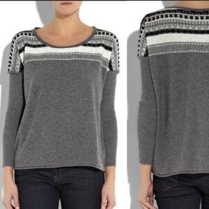 James Perse Fair Isle Dropped Shoulders Cashmere Sweater